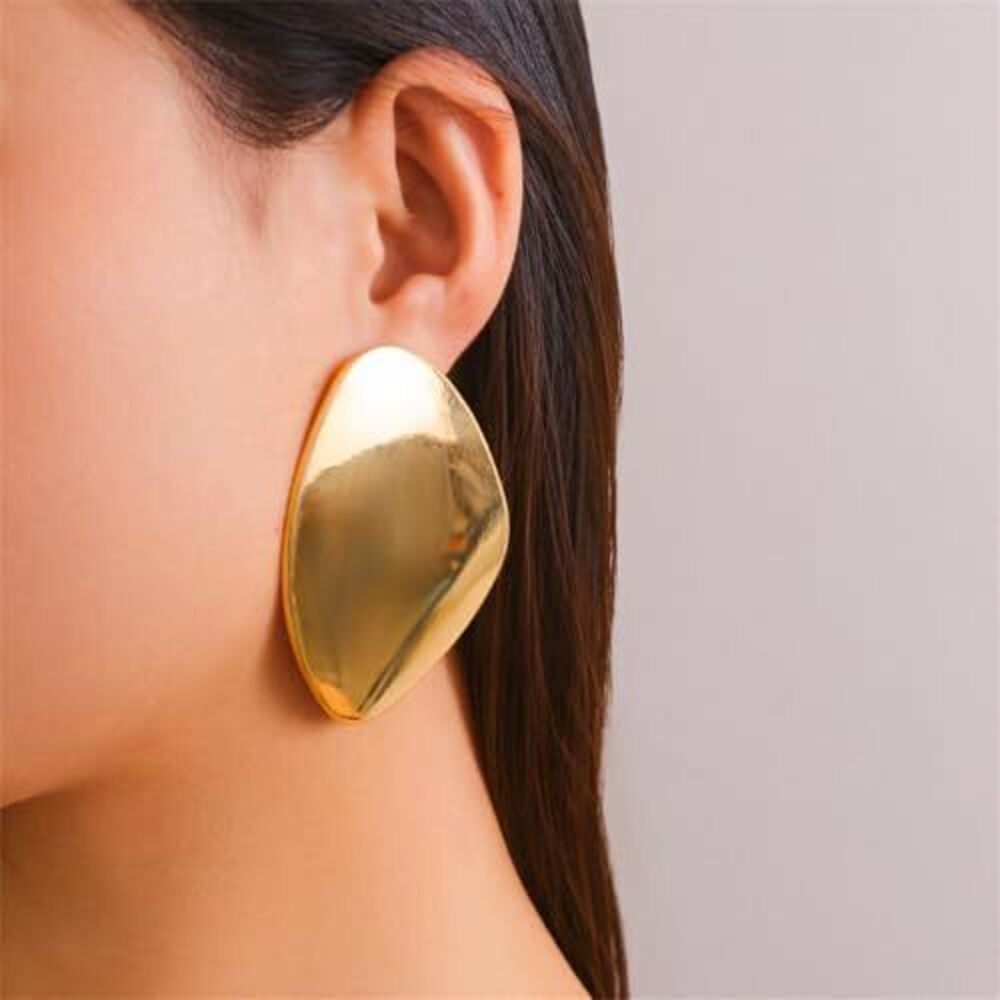 8385 Chunky Gold Earring ,Vintage Irregular Geometric Exaggerated Dangle - Picture 3 of 4
